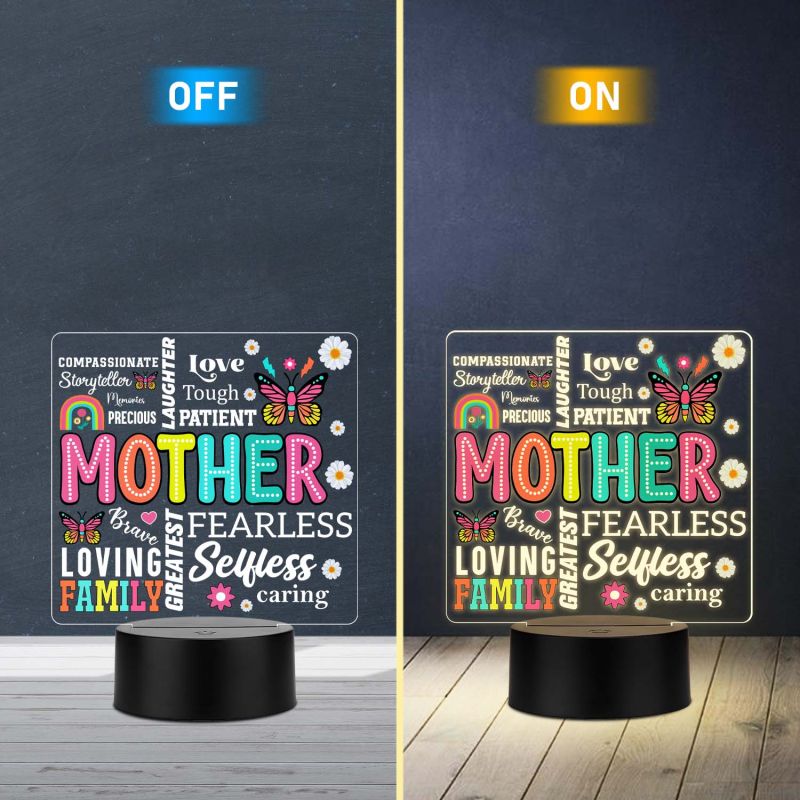 Inspirational Quote UV Print LED Lamp for Mom   Warm White Acrylic Night Light